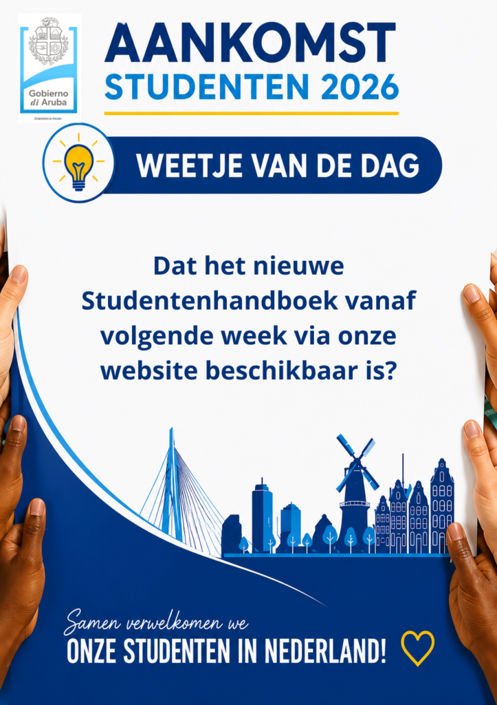 Poster announcing the 2026 student arrivals and that the new student handbook will be available next week on the website.